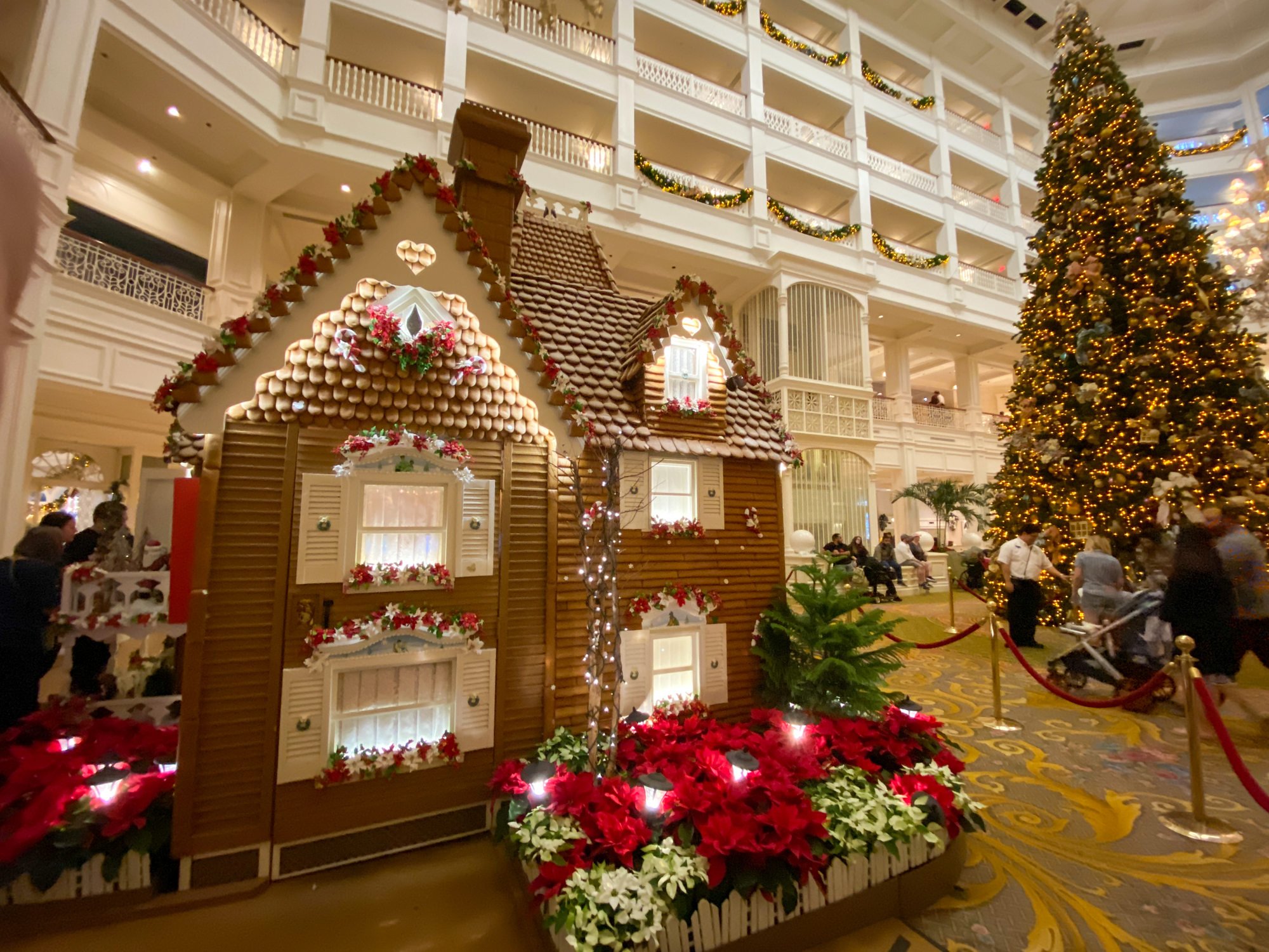 The huge Christmas Gingerbread House at the Grand Floridian Resort Hotel at Disney World