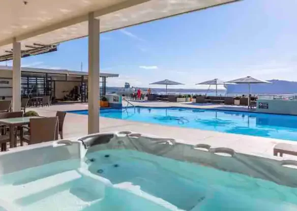 Hot tub and pool at rental community