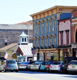 main street in a historic New England town