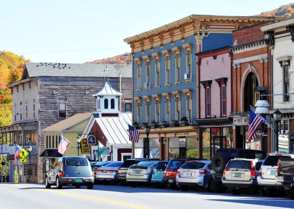 main street in a historic New England town