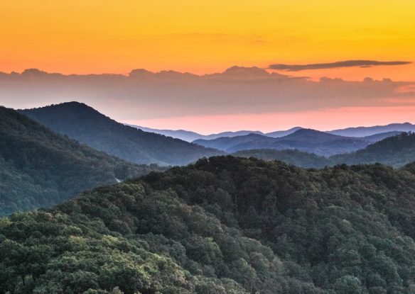 mountain landscape at sunset with clouds