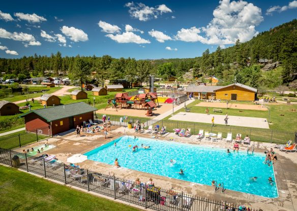 aerial view of Mount Rushmore KOA at Palmer Gulch Resort