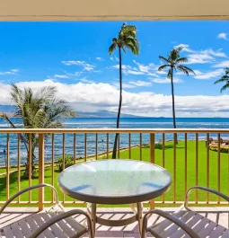 outdoor balcony with water views