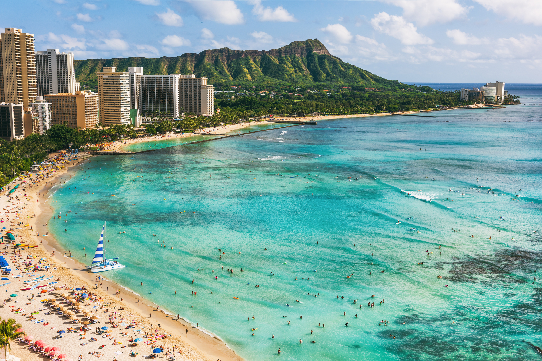 Landscape of Waikiki beach and Diamond Head