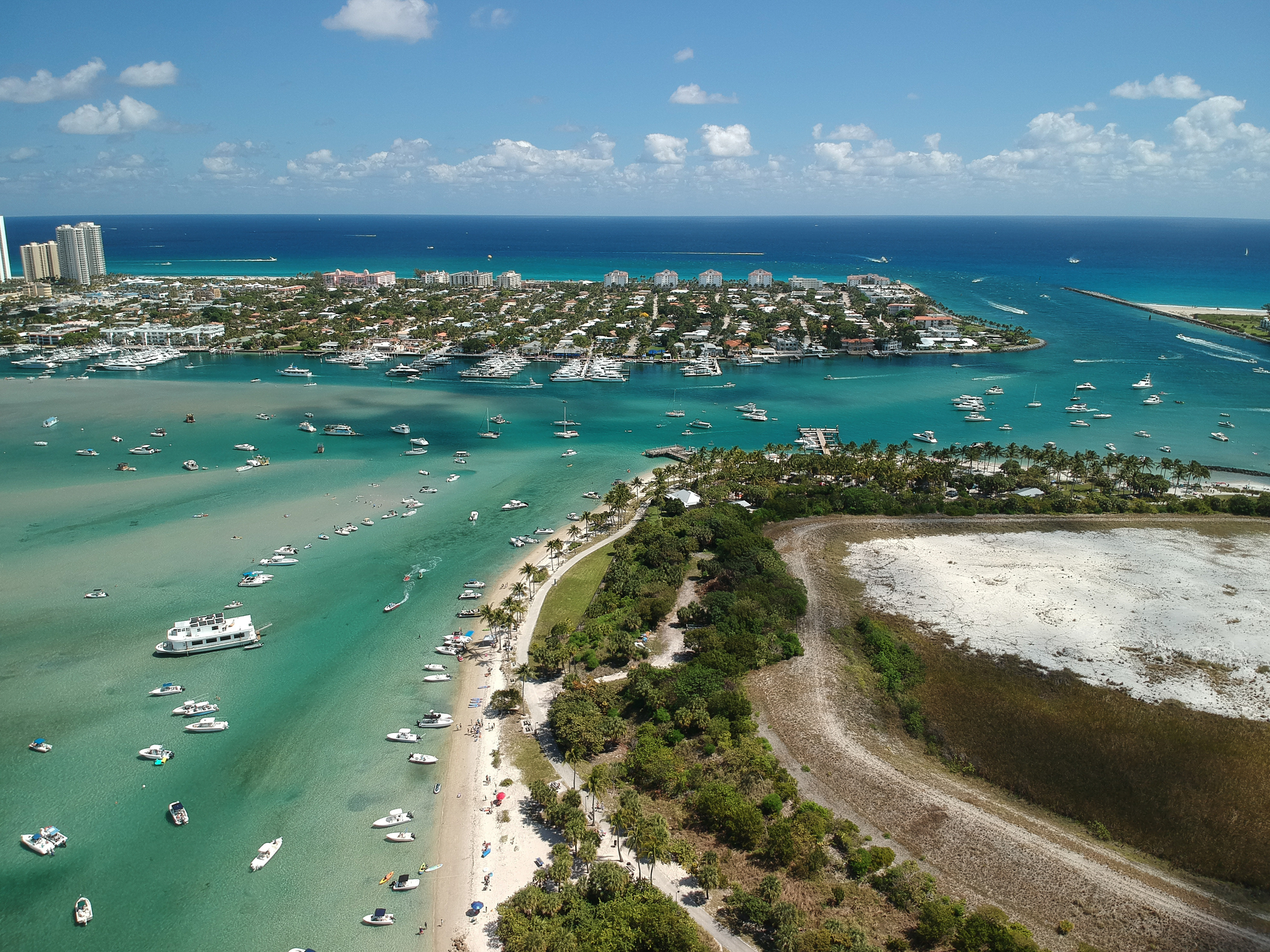 Aerial view of Peanut Island and Singer Island, Florida