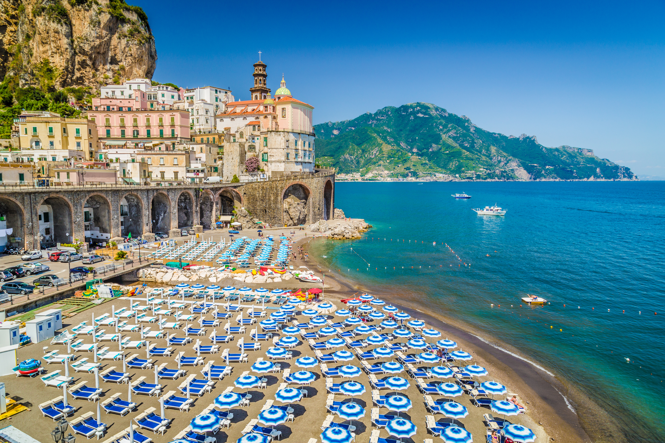 Picture-postcard view of the beautiful town of Atrani, Amalfi Coast