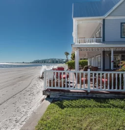 house with outdoor patio on beach