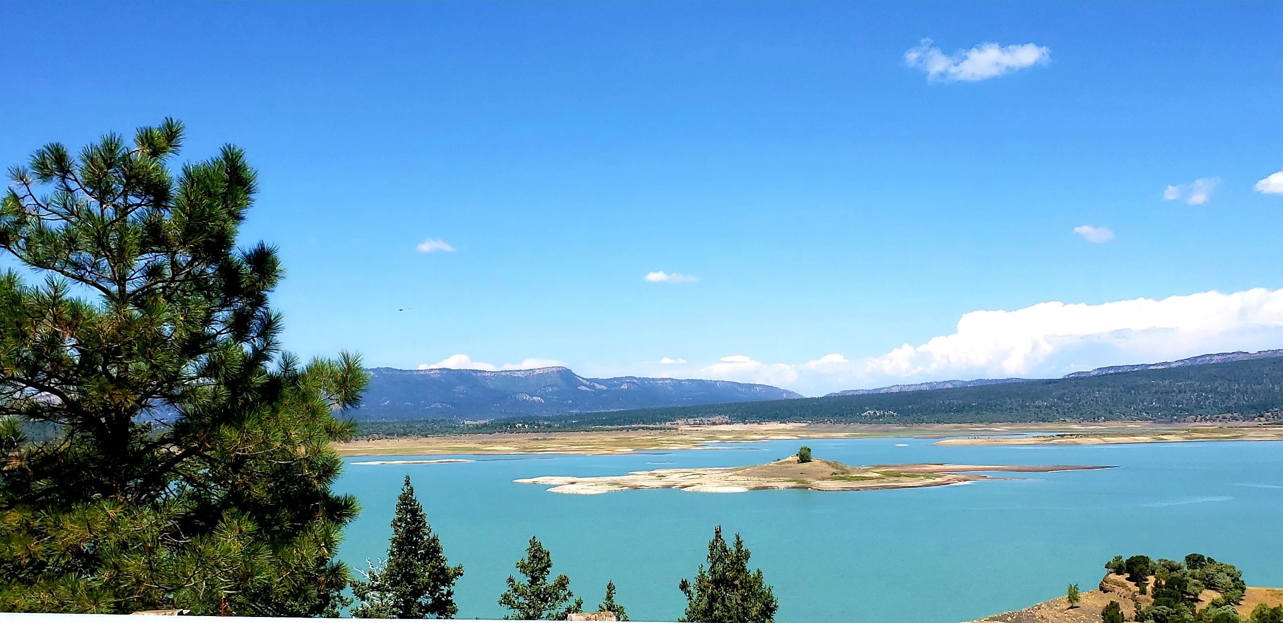 A picturesque lake set among the tall pines of northern New Mexico