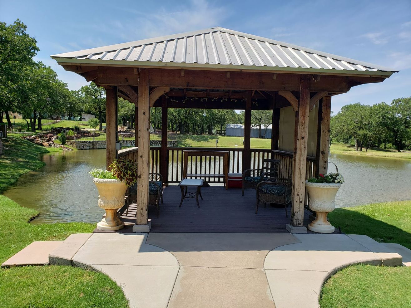 Pavilion by the lake at Still Waters Retreat