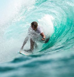 Surfing a barrel