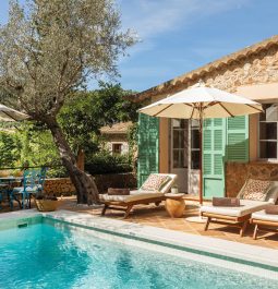 View of a villa suite with private pool and garden terrace