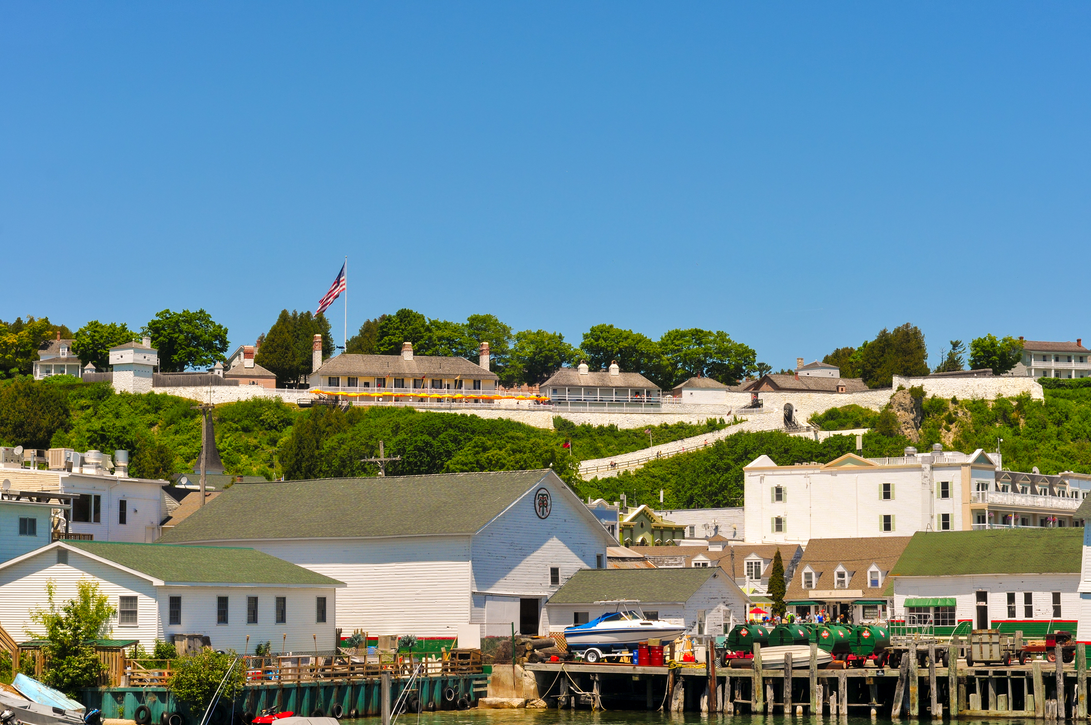 Fort Mackinac and the Governor's Mansion sit above the picturesque town 