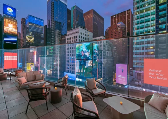 rooftop seating area at New York Marriott Marquis