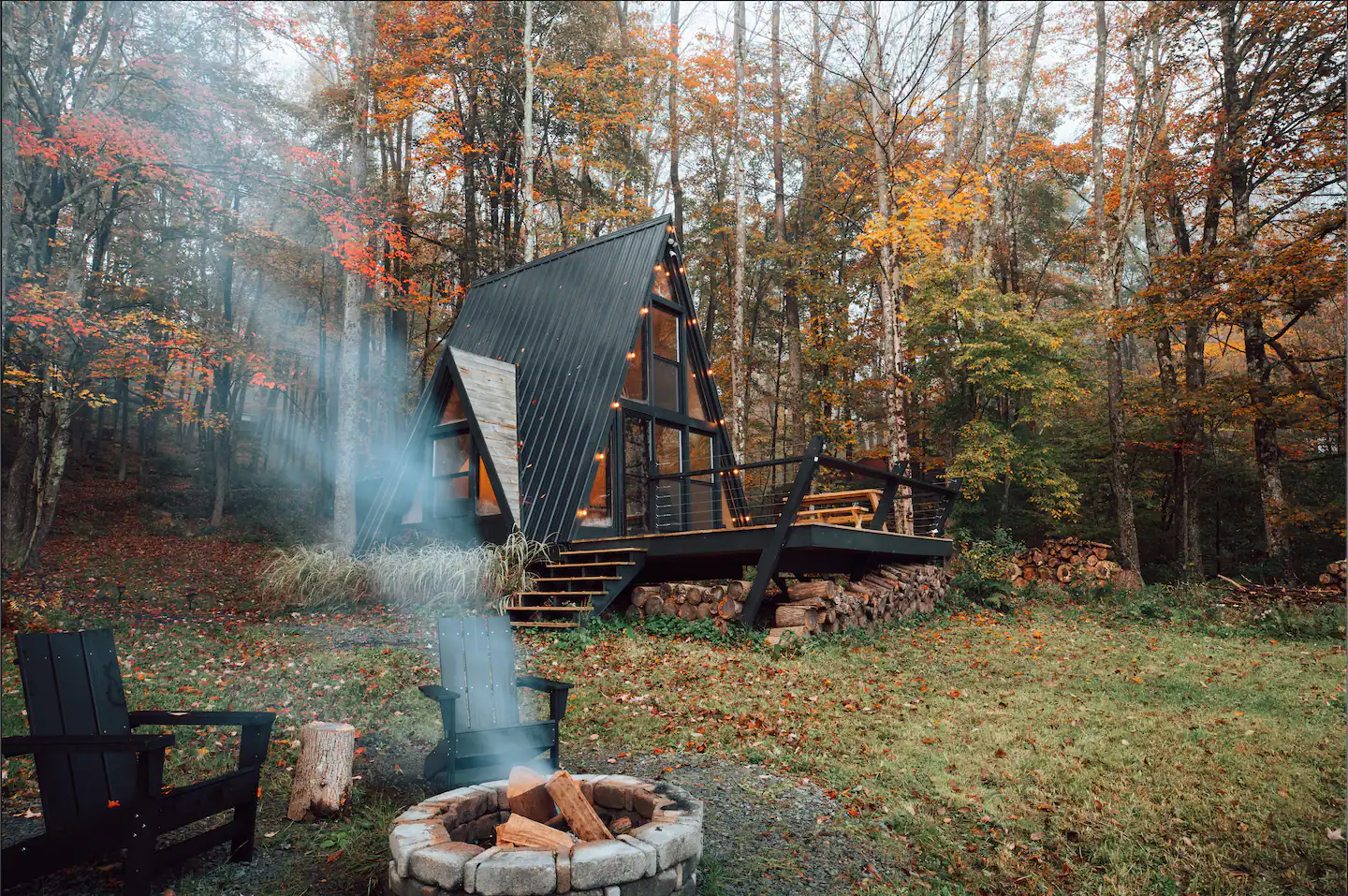 Tiny Black A-frame: Sustainable Catskills Cabin - Jeffersonville, New York