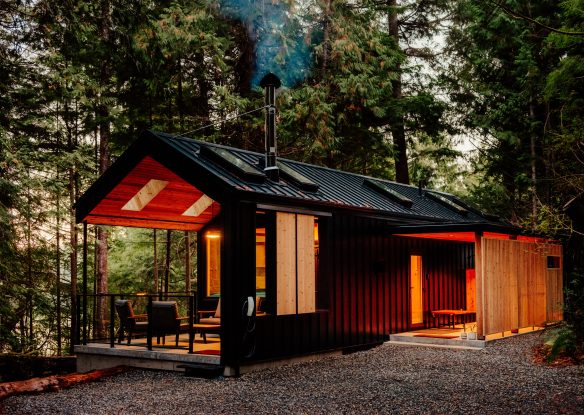 View of a cabin in the forest