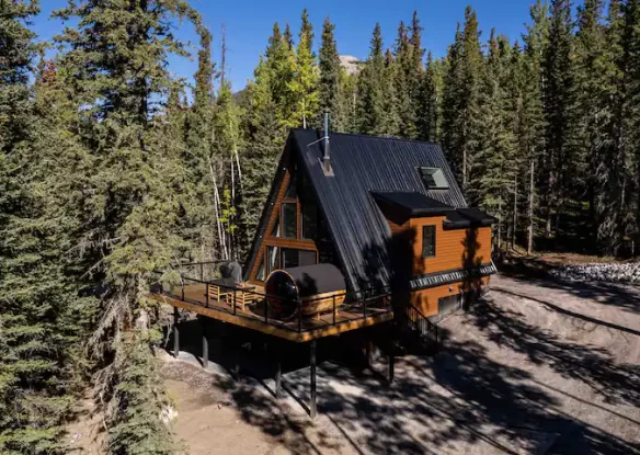 A-frame cabin in the woods