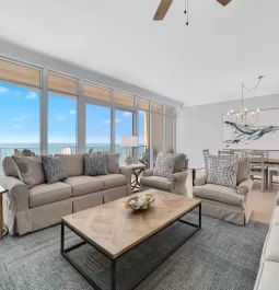 Living room of condo with furniture