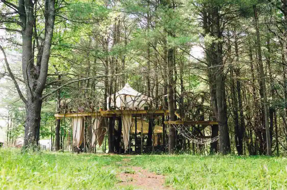 Embrace nature in this rustic treehouse