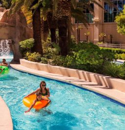 Family is floating down the lazy river